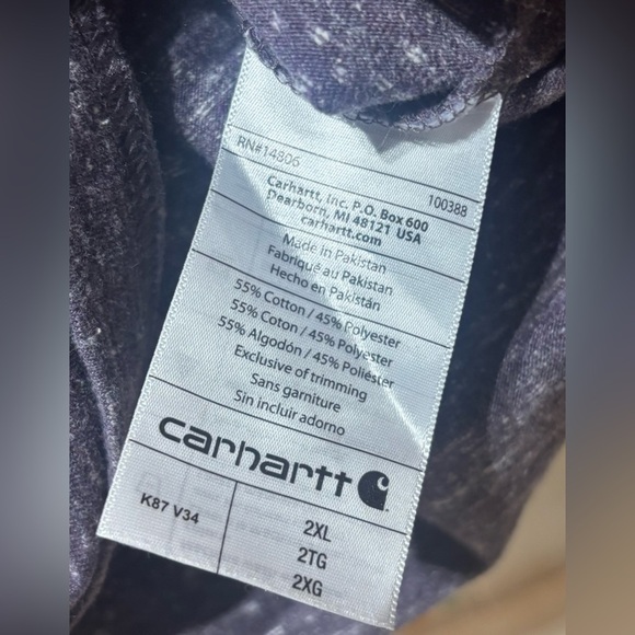 Carhartt Men's Purple Pattern Short Sleeve Pocket T-Shirt 2XL Loose Fit EUC - Picture 6 of 7